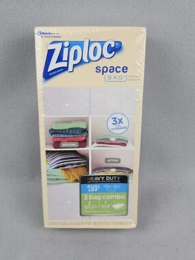 Ziploc Space Bag 3 Bag Combo Heavy Duty Vacuum Seal Storage Bags NIB